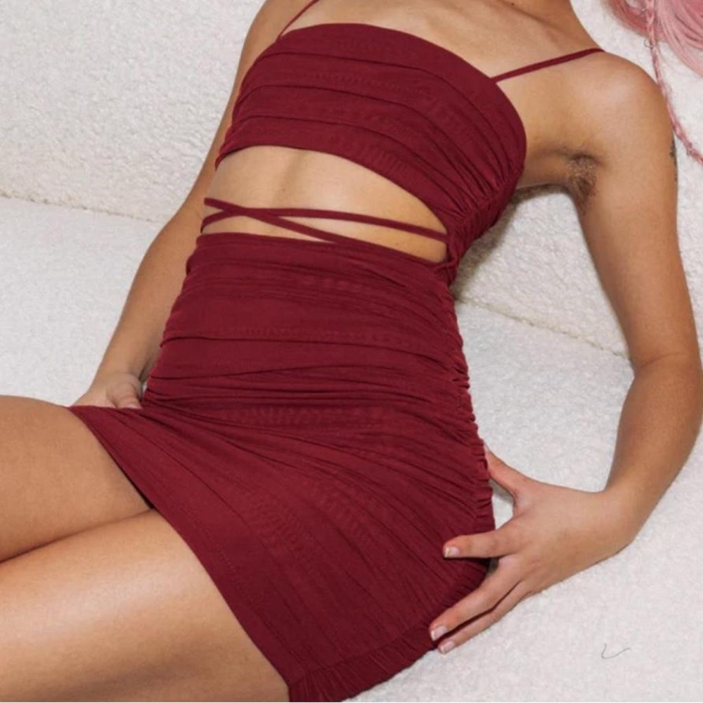 Princess Polly Red Ruched Cocktail Dress